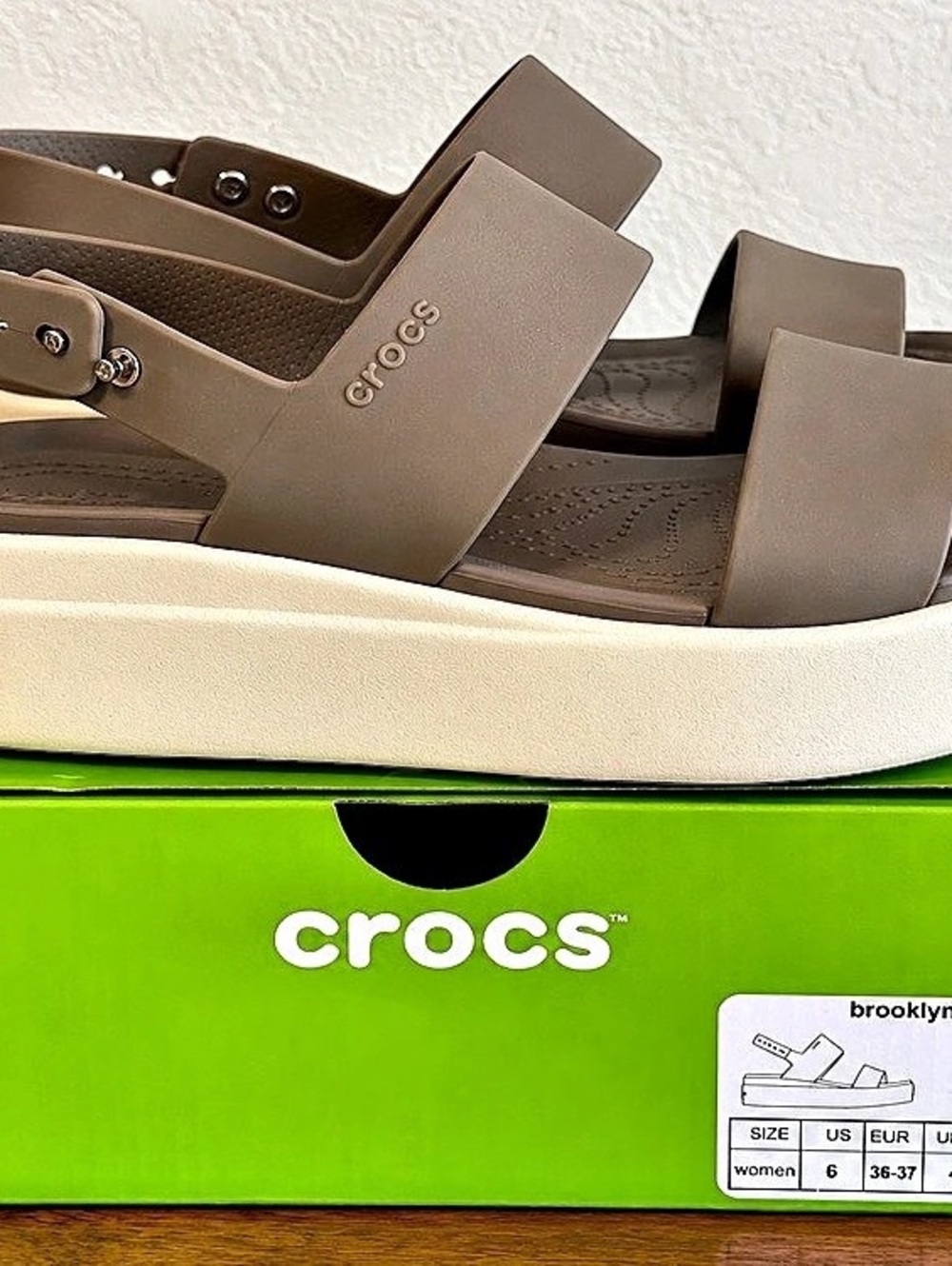 Crocs Brooklyn Low Wedge Sandals in Brown US 6